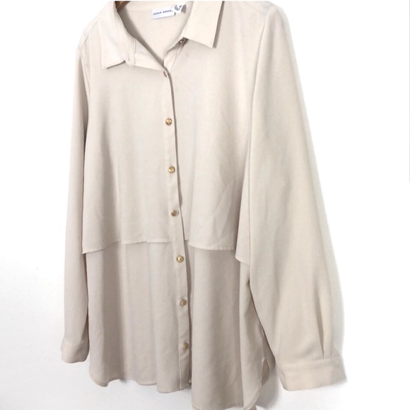 Susan Graver cream button up blouse size 16 - Picture 2 of 4